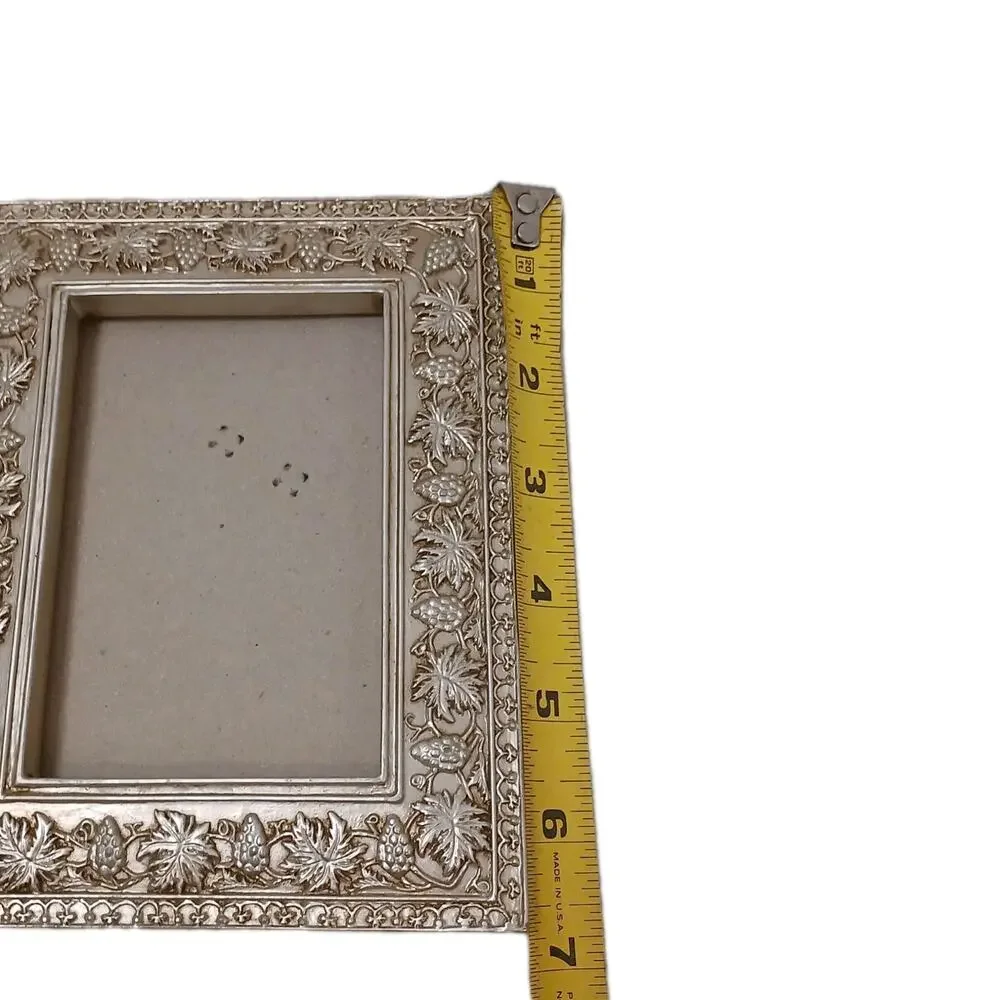 Ornate Mediterranean Wood 6.5x5 Picture Frame Carved Grape Leaves Champagne Gold